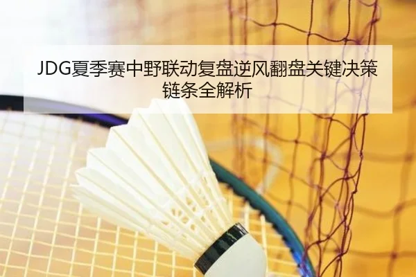 JDG夏季赛中野联动复盘逆风翻盘关键决策链条全解析